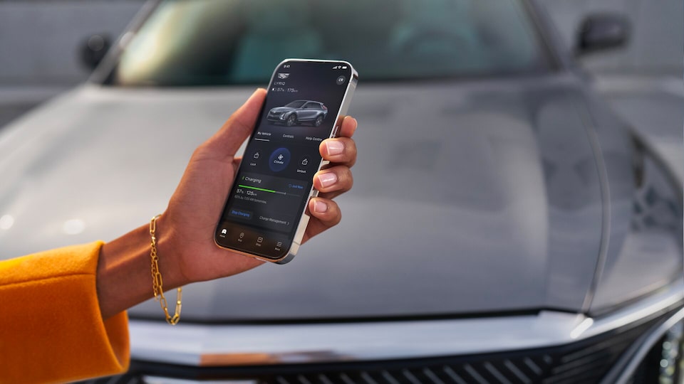 A person accessing an OnStar feature through the smartphone.