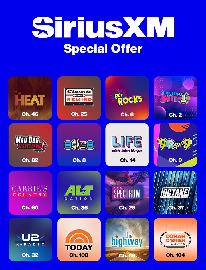 Sirius XM Special Offer banner with individual apps showcased