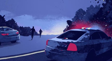 Illustration of a Cop Chasing a Thief 