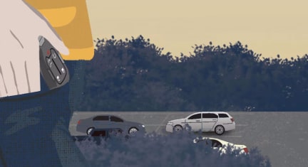 Illustration of Vehicles in a Parking Lot