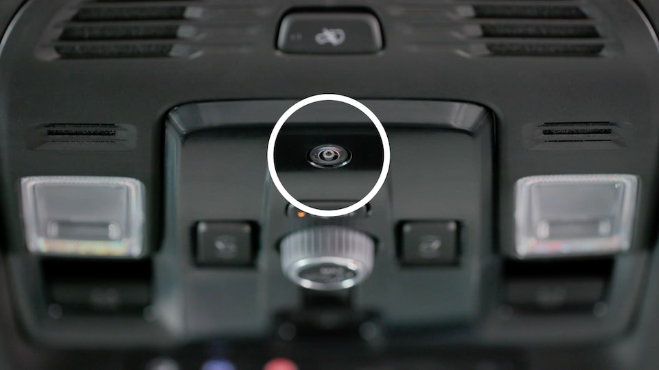 Close-up of the vehicle's interior overhead camera