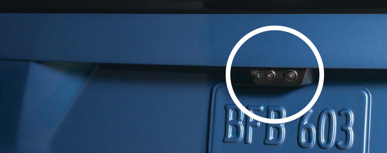 The vehicle's rear hatch camera