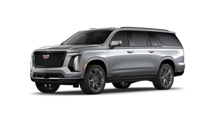A grey Cadillac Escalade ESV Platinum Sport SUV, featuring OnStar connectivity and Super Cruise compatibility.
