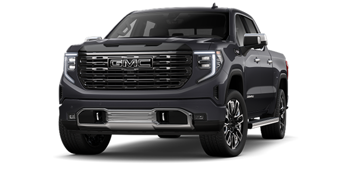 A dark grey GMC Sierra 1500 Denali Ultimate truck, equipped with Super Cruise driver assistance technology.