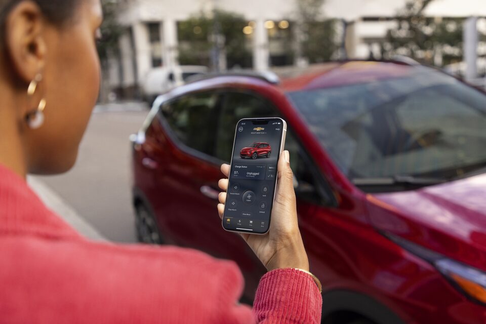 Woman Using Vehicle Mobile App on Smartphone