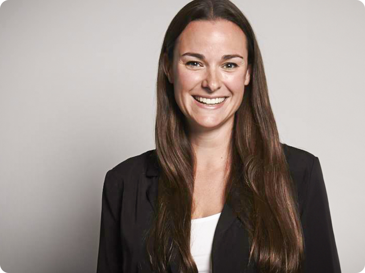 A face shot of a smiling woman 