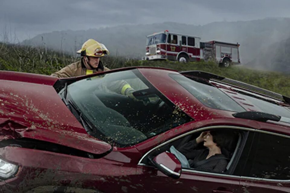 Close up of a Cliffside Car Crash