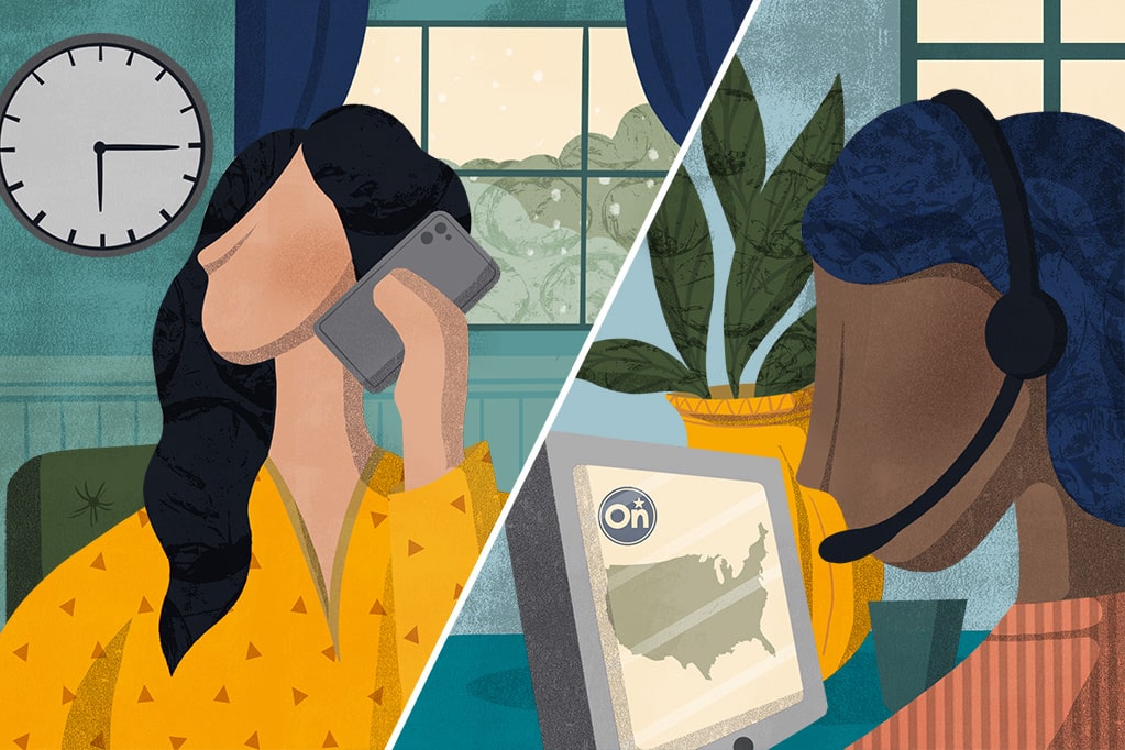 Illustration of OnStar Advisor Talking with OnStar Customer