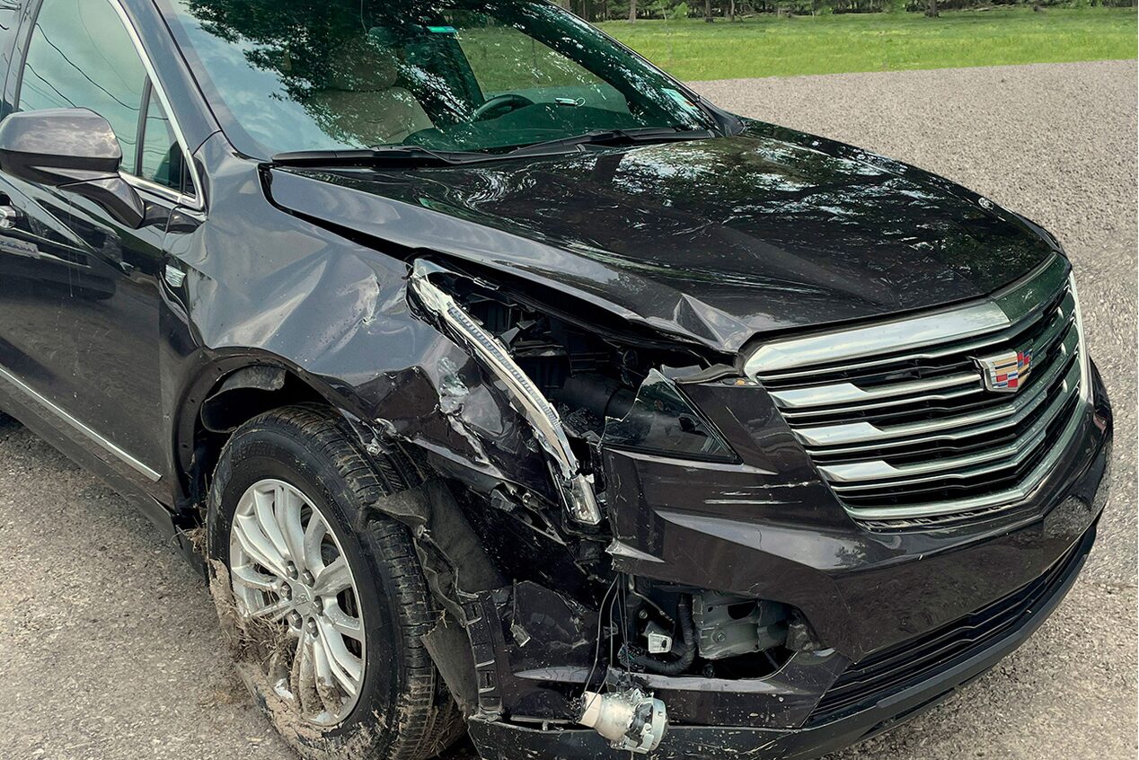 Close up of Vehicle with Damage to the Front Right Side