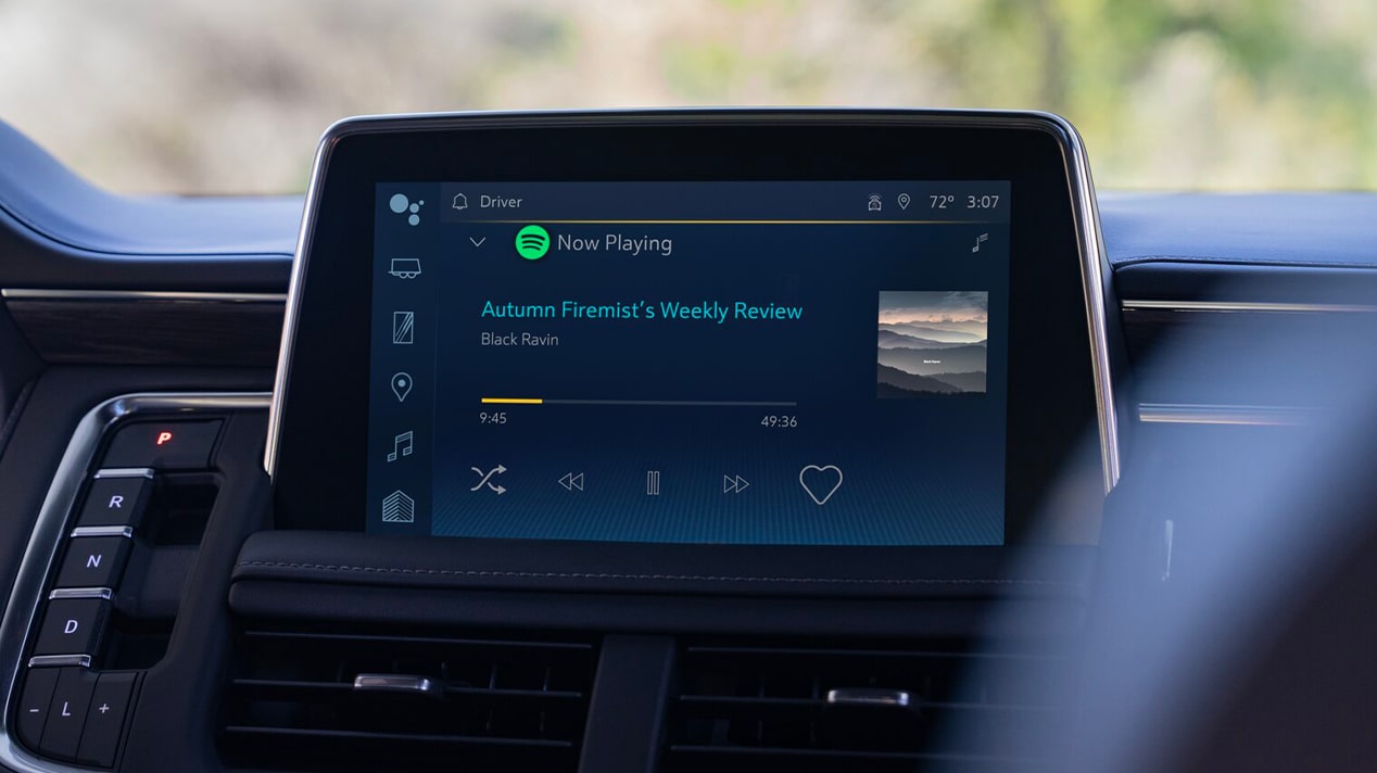 Backseat View of Spotify Playing in Vehicle