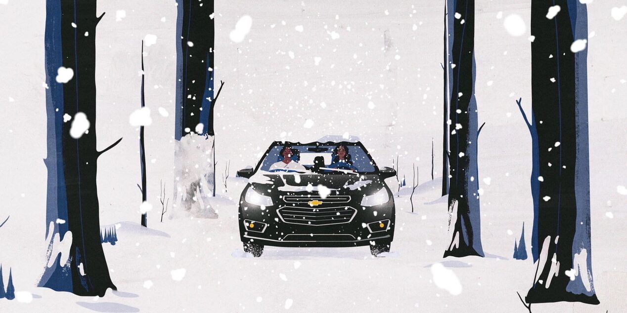 Chevy Sedan in Snowstorm