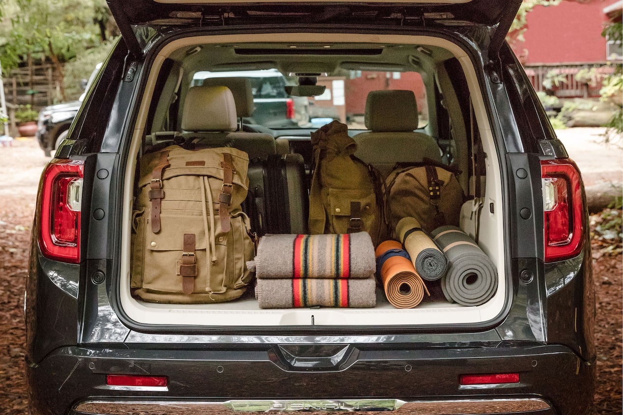 GM SUV Rear Storage with Winter Camping Supplies