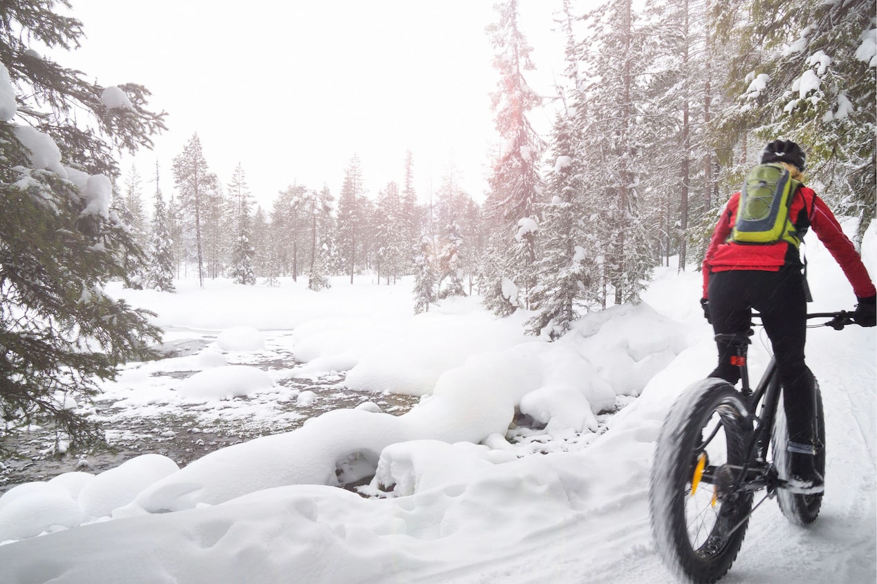 Biking Through Pretty Snowy Mountains