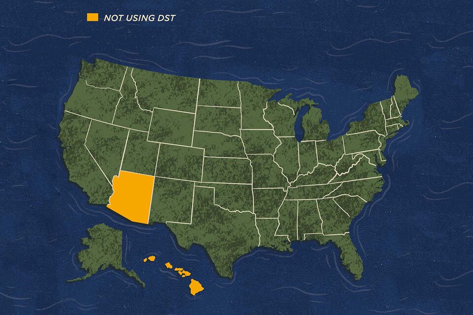 Map of USA With Arizona Highlighted