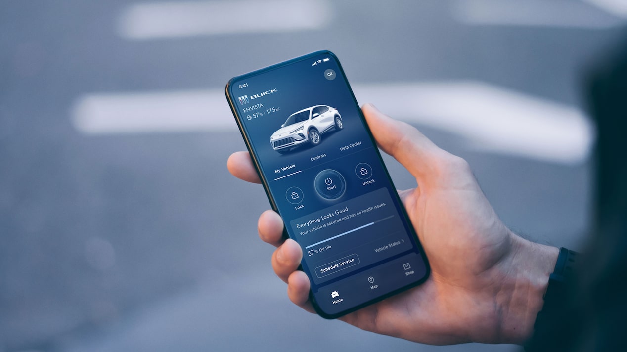 A Man Checks the Status of his Buick Using his Mobile App