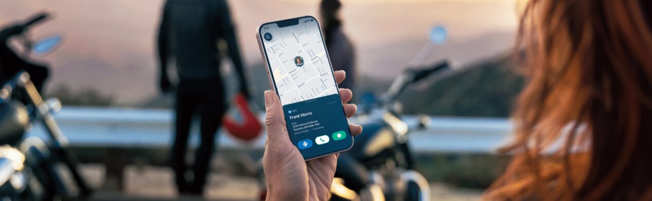 A Motorcyclist Using the OnStar Guardian App Location Feature