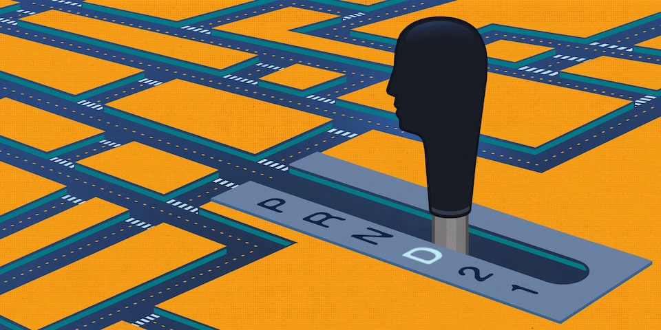 Graphic Gear Shift Navigating a Maze
