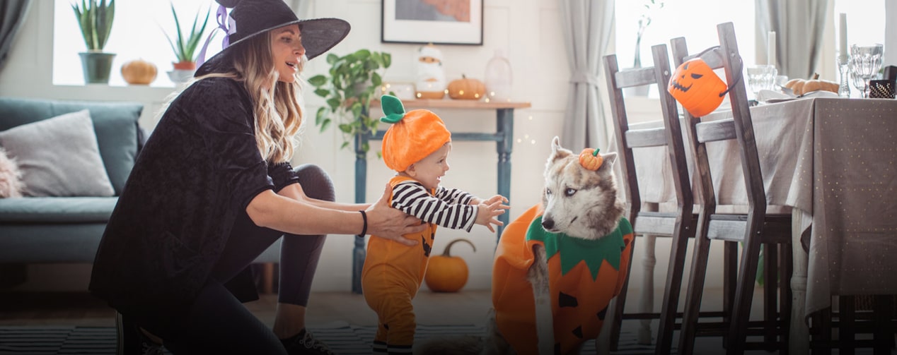 Mom and Baby Playing While Dressed Up for Halloween