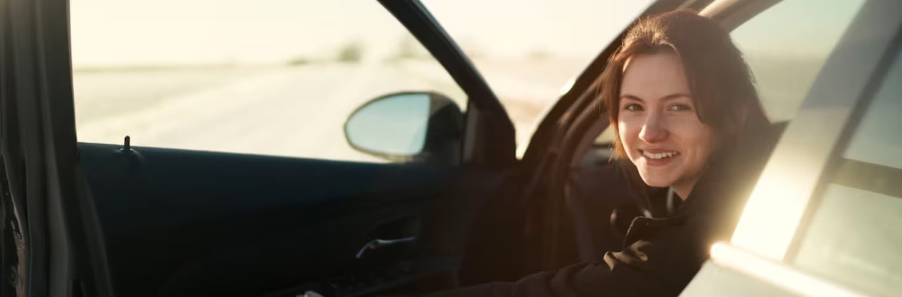 Women Stepping out of Her Vehicle