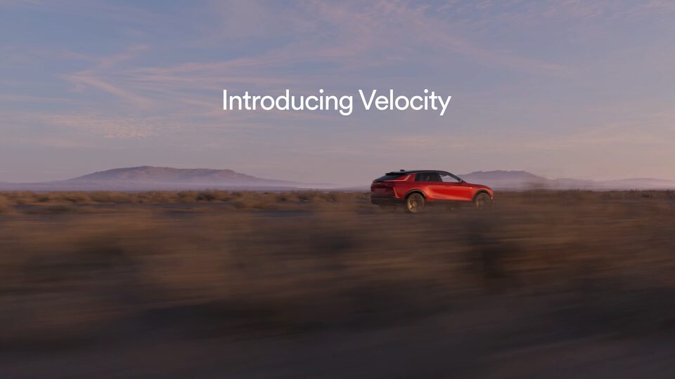 Vehicle in the distance driving through the desert using OnStar Velocity Mode